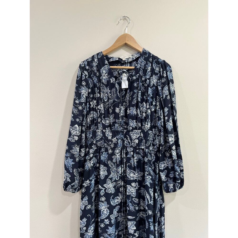 LOFT Paisley Bow Pocket Boho Maxi Dress Blue NWT Size Large - Picture 4 of 12